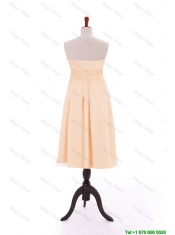 Cheap 2016 Bowknot Peach Short Prom Dresses in Chiffon