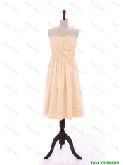 Cheap 2016 Bowknot Peach Short Prom Dresses in Chiffon