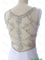 Cheap 2016 Empire White Prom Dresses with Beading and High Slit