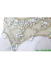 Cheap 2016 Empire White Prom Dresses with Beading and High Slit