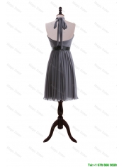 Cheap 2016 Fall Empire Halter Top Ruching Prom Dresses with Belt