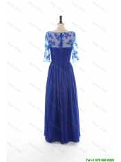 Cheap 2016 Fall Empire Sweetheart Ruching Prom Dresses with Half Sleeves in Blue