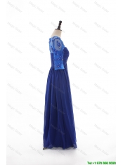 Cheap 2016 Fall Empire Sweetheart Ruching Prom Dresses with Half Sleeves in Blue