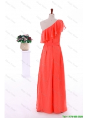 Cheap 2016 Popular Fall Empire One Shoulder Prom Dresses with Sashes