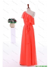 Cheap 2016 Popular Fall Empire One Shoulder Prom Dresses with Sashes