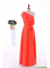 Cheap 2016 Popular Fall Empire One Shoulder Prom Dresses with Sashes