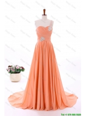 Cheap 2016 Spring Empire Asymmetrical Prom Dresses with Beading