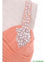 Cheap 2016 Spring Empire Asymmetrical Prom Dresses with Beading