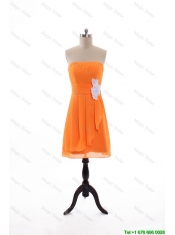 Cheap 2016 Summer Empire Strapless Prom Dresses with Hand Made Flowers