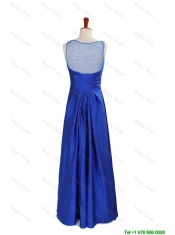cheap 2016 Winter New Empire V Neck Blue Prom Dresses with Beading