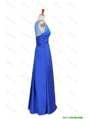 cheap 2016 Winter New Empire V Neck Blue Prom Dresses with Beading