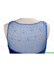 cheap 2016 Winter New Empire V Neck Blue Prom Dresses with Beading