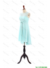 Cheap Brand New Scoop Short Apple Green Prom Dresses with Belt for 2016