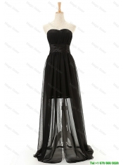 Cheap Brand New Sweetheart Belt Long Prom Dresses in Black