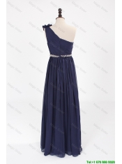Cheap Comfortable Empire Asymmetrical Beaded Prom Dresses with Belt