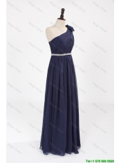 Cheap Comfortable Empire Asymmetrical Beaded Prom Dresses with Belt