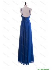 Cheap Custom Made Empire Spaghetti Straps Ruching Prom Dresses with Hand Made Flowers