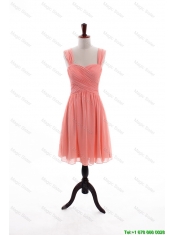 Cheap Custom Made Empire Straps Knee Length Prom Dresses with Ruching