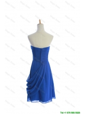 Cheap Customize Hand Made Flowers and Ruching Short Prom Dresses in Royal Blue