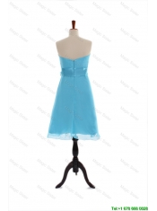 Cheap Discount Belt and Bowknot Short Prom Dress in Aqua Blue for 2016