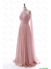 Cheap Discout Halter Top Red Prom Dresses with Ruching