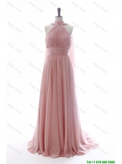 Cheap Discout Halter Top Red Prom Dresses with Ruching