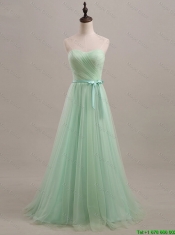 Cheap Exquisite 2016 Summer Apple Green Prom Dresses with Sweep Train