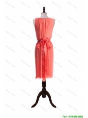 Cheap Gorgeous Empire V Neck Prom Dresses with Sashes in Watermelon