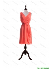 Cheap Gorgeous Empire V Neck Prom Dresses with Sashes in Watermelon