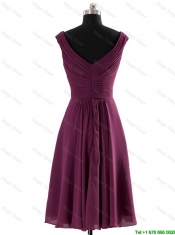 Cheap Most Popular V Neck Short Beading Grey Prom Dresses for Graduation