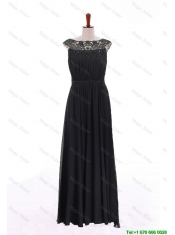 Cheap New Style Bateau Lace Long Prom Dresses in Black for 2016
