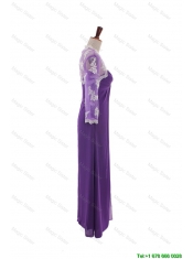 Cheap Pretty Empire Strapless Prom Dresses with Ruching in Eggplant Purple