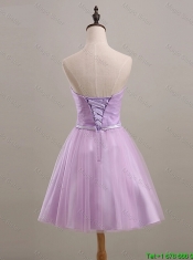 Cheap Pretty Ruching and Belt Short Prom Dresses in Lilac for 2016