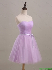 Cheap Pretty Ruching and Belt Short Prom Dresses in Lilac for 2016
