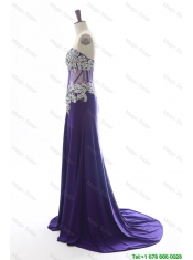 Cheap Sweetheart Beading Brush Train Prom Dresses in Purple