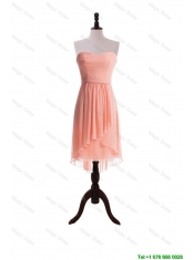 Cheap Watermelon Red Sweet Short Prom Dresses with Sashes