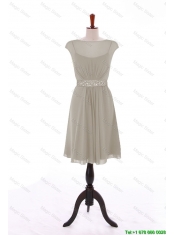 Cheap Wonderful Bateau Grey Short Prom Dresses with Beading for 2016