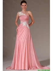 Classical Empire One Shoulder Prom Dresses with Appliques for 2016