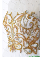 Discount  2016 Summer A Line Bateau Prom Dresses with Appliques and Beading