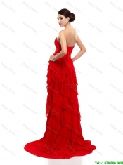 Fashionable High Low Lace Up Prom Gowns with Ruffled Layers