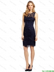 Gorgeous Column Bateau Laced Prom Dresses in Black for 2016