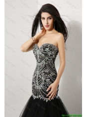Luxurious Mermaid Sweetheart Beaded Prom Dresses in Black