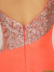 New Arrivals One Shoulder Prom Dresses with High Slit and Sequins