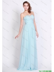 Popular Light Blue Brush Train Prom Dresses with Side Zipper
