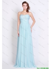 Popular Light Blue Brush Train Prom Dresses with Side Zipper