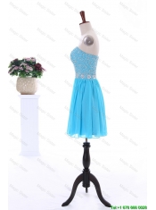 Pretty 2016 Summer Short Strapless Prom Dresses with Beading in Baby Blue