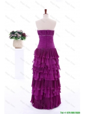 Pretty 2016 Winter Popular Empire Strapless Beaded Prom Dresses with Ruffled Layers