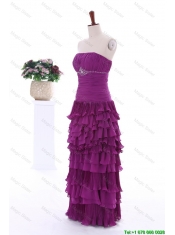 Pretty 2016 Winter Popular Empire Strapless Beaded Prom Dresses with Ruffled Layers