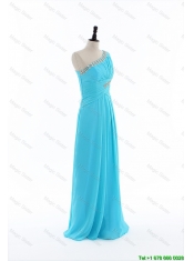 Pretty Brand New 2016 Beading and Ruching Aqua Blue Prom Dresses