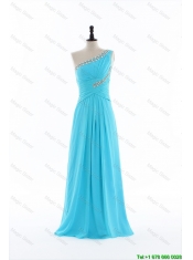 Pretty Brand New 2016 Beading and Ruching Aqua Blue Prom Dresses